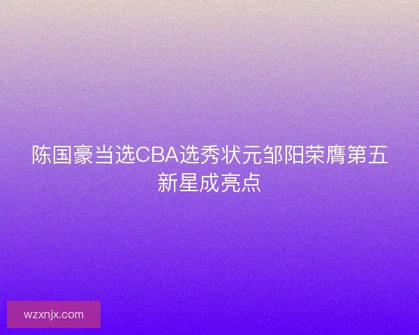 陈国豪当选CBA选秀状元邹阳荣膺第五新星成亮点 陈国豪当选CBA选秀状元邹阳荣膺第五新星成亮点